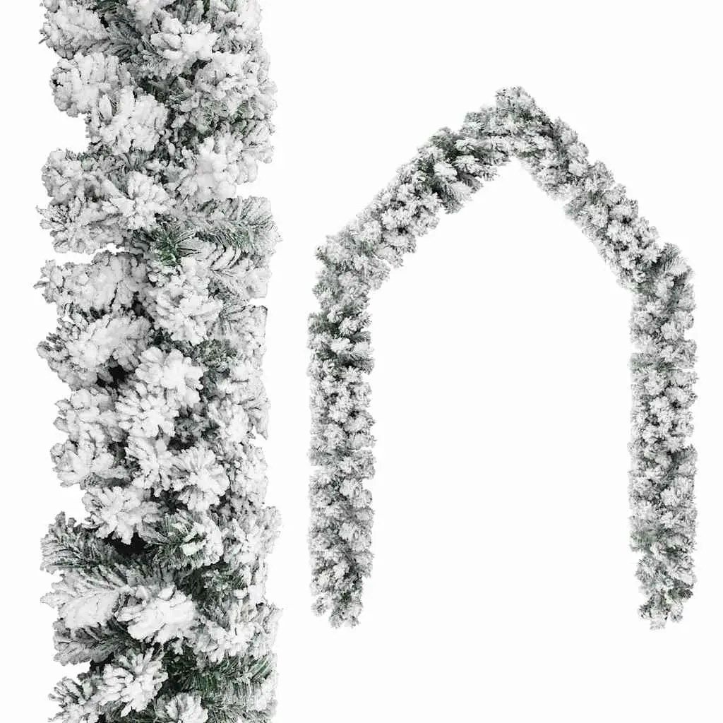 LED Christmas Garland Green Flocked Snow 10m PVC Holiday Decoration