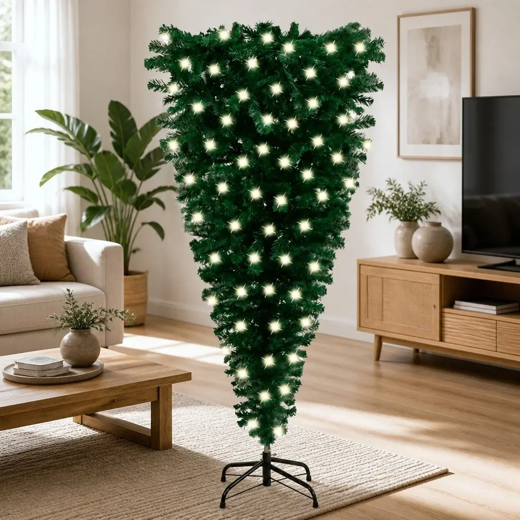 Upside-Down Artificial Christmas Tree Holiday Decoration 120cm Green