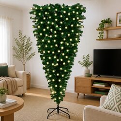 Warm Upside-Down Christmas Tree 240cm with LED Lights
