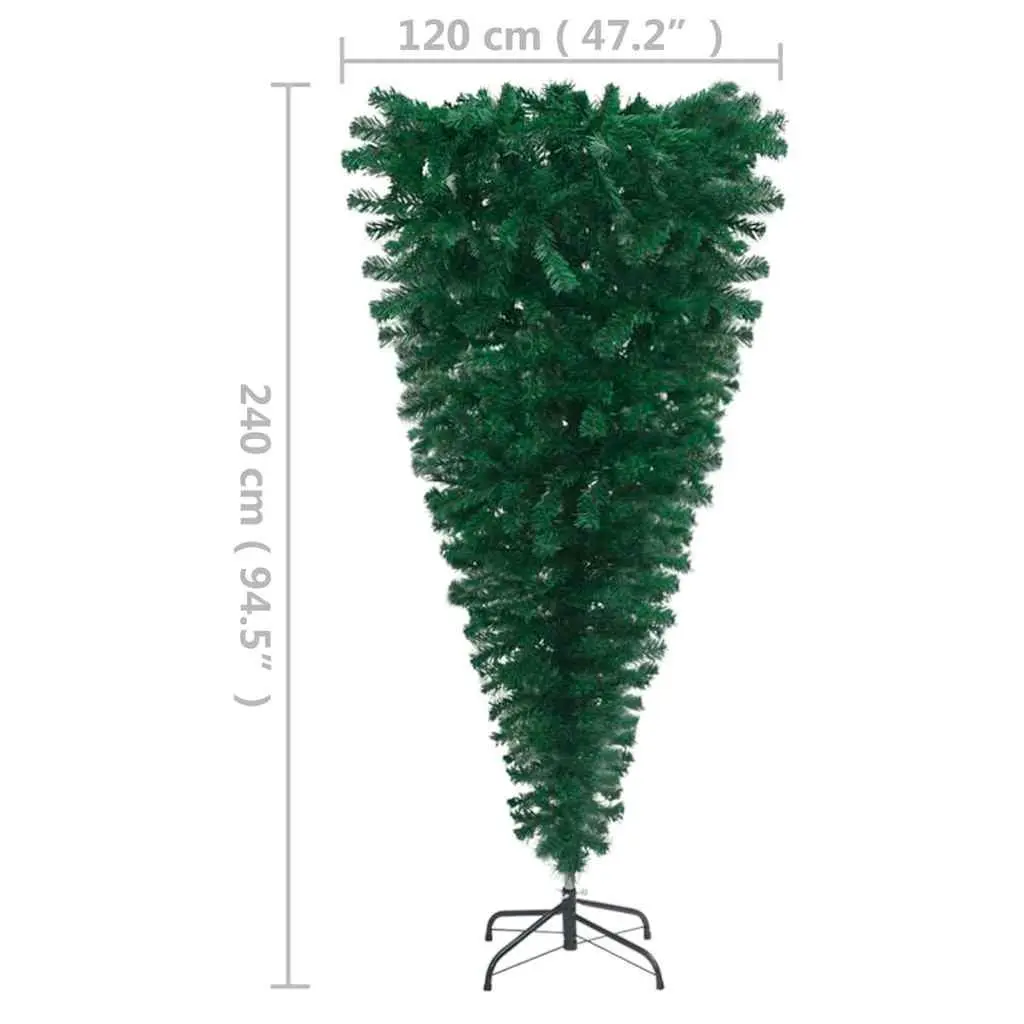 Upside-down Artificial Christmas Tree Holiday Decor 240cm Green Pre-lit LED