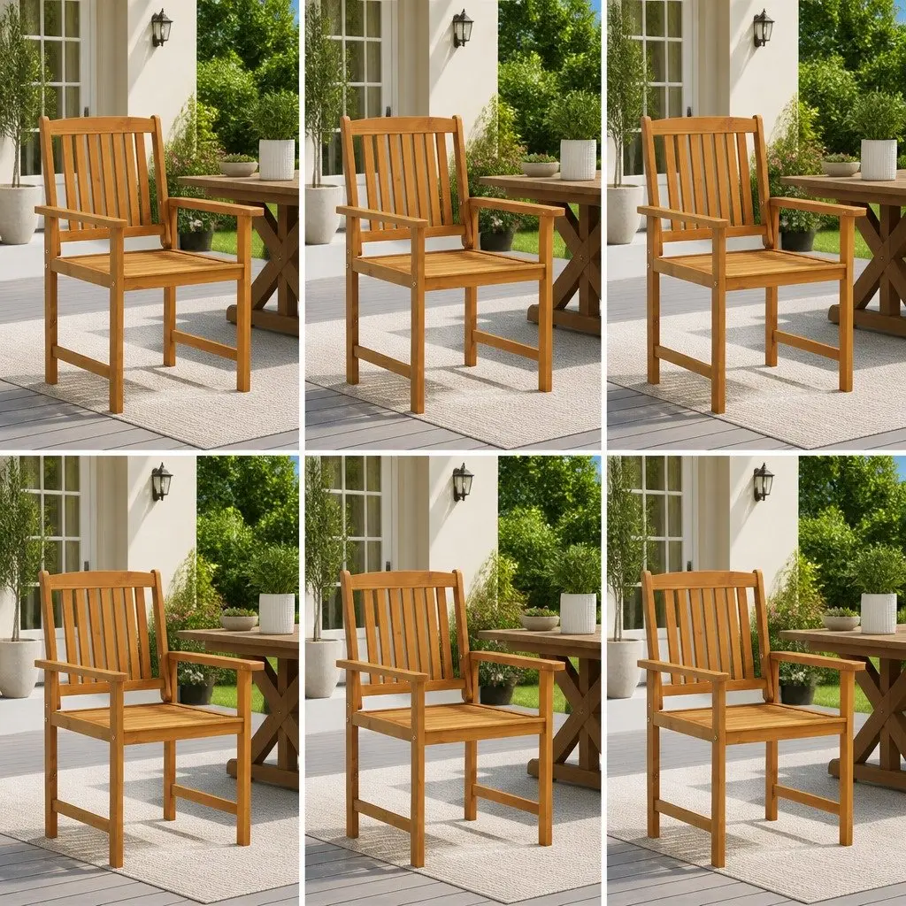 Outdoor Chairs Set 6 Piece Garden Seating Solid Wood Brown