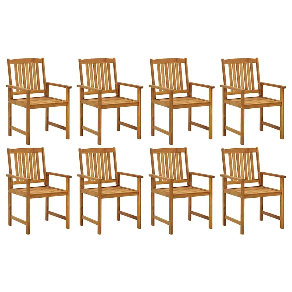 Outdoor Garden Chairs Set 8 Piece Solid Acacia Wood Cushions Anthracite