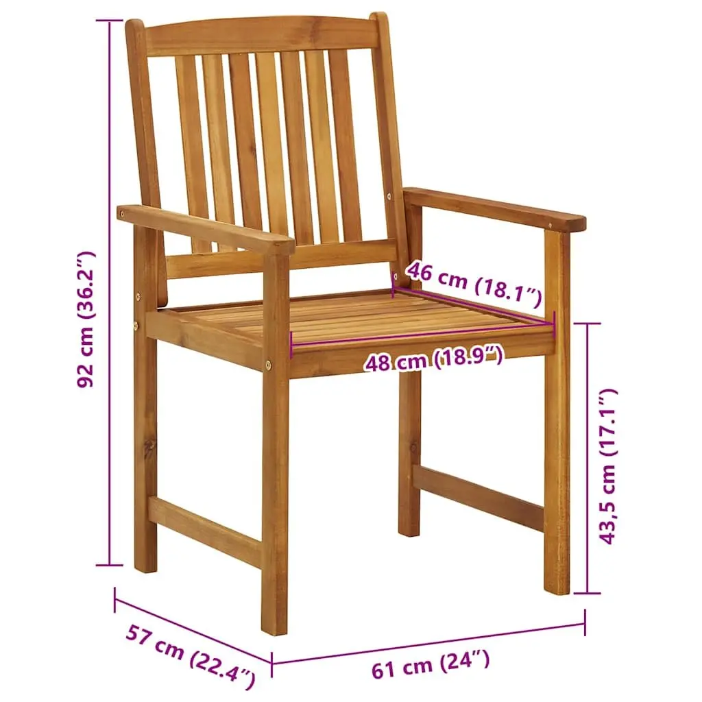 Outdoor Garden Chairs Set 8 Piece Solid Acacia Wood Cushions Anthracite