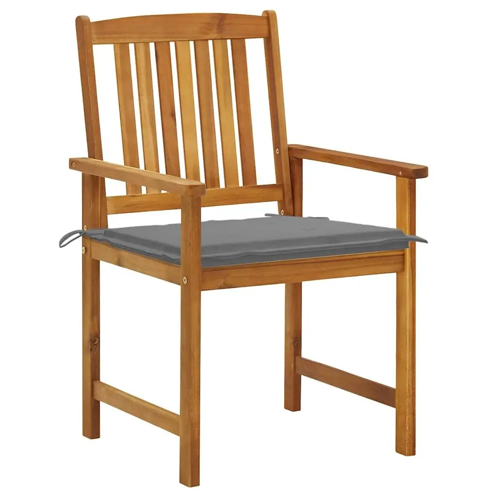 Outdoor Garden Chairs Set 8 Piece Cushions Solid Acacia Wood Grey