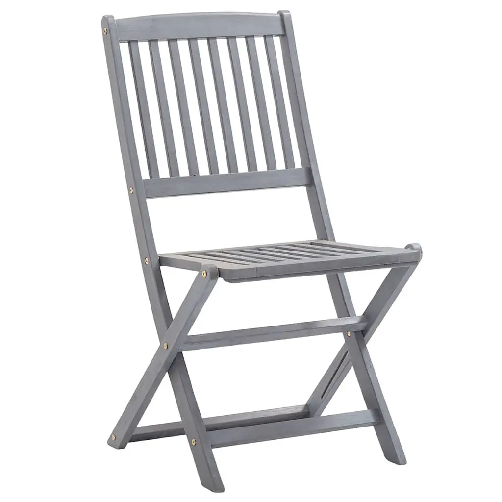 Folding Outdoor Dining Chairs Set 8 Piece Grey with Cushions Solid Wood
