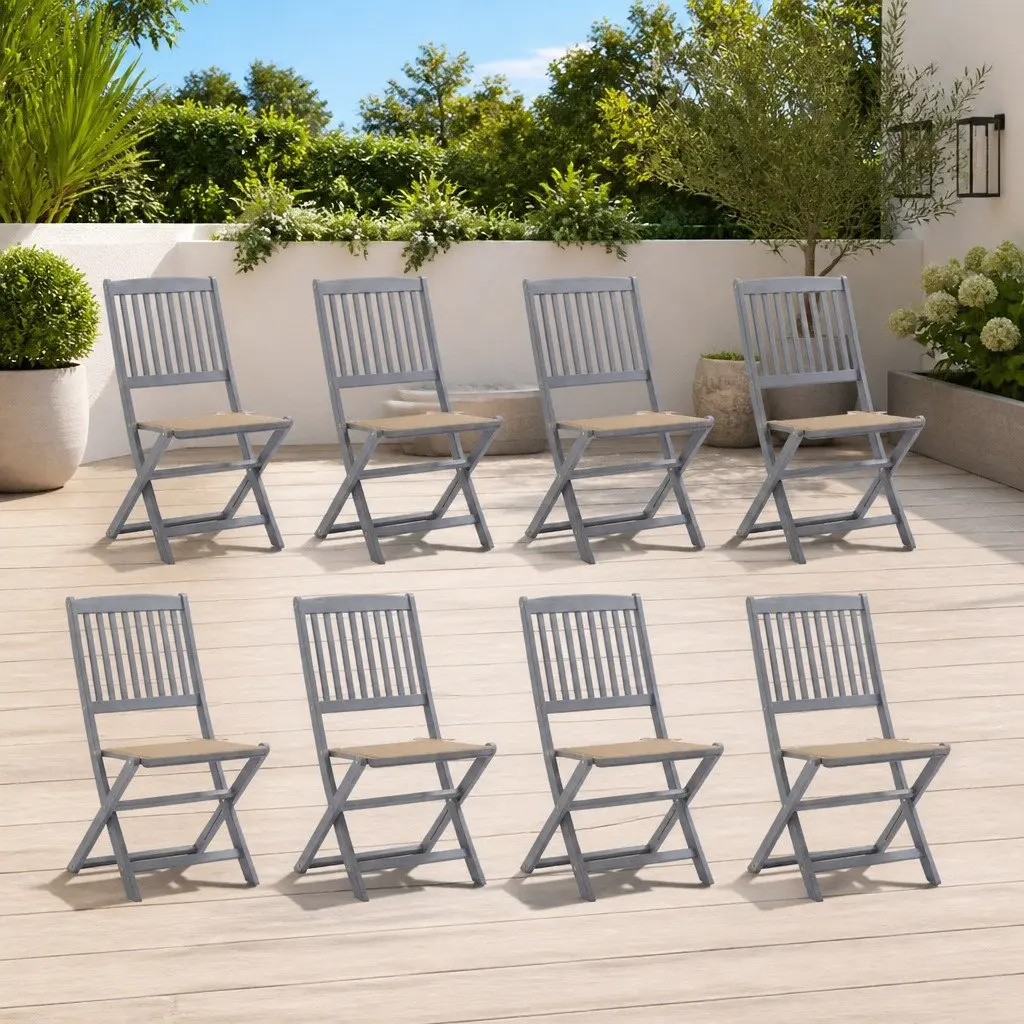 8-Piece Folding Outdoor Chair Set with Cushions