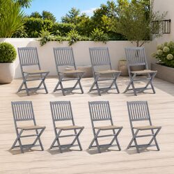 Practical 8-Piece Folding Outdoor Chair Set with Cushions