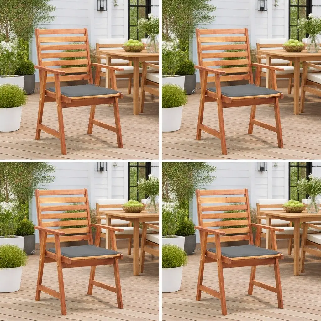 Outdoor Dining Chairs Set 4 Piece Garden Seating Solid Wood Grey