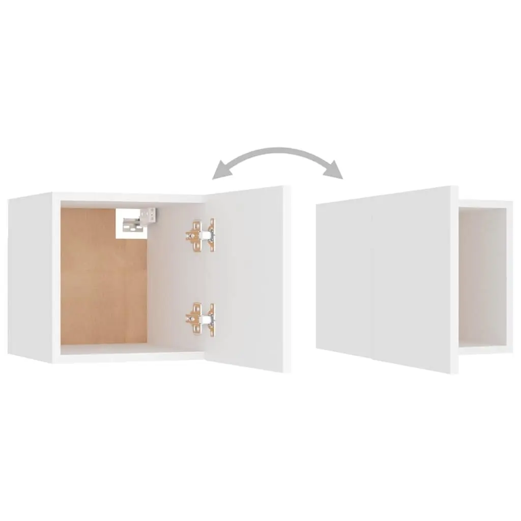 Wall-Mounted TV Cabinet Set 6 Piece White Storage Shelves Living Room Furniture
