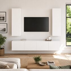 4 Piece White TV Cabinet Set for Value and Convenience