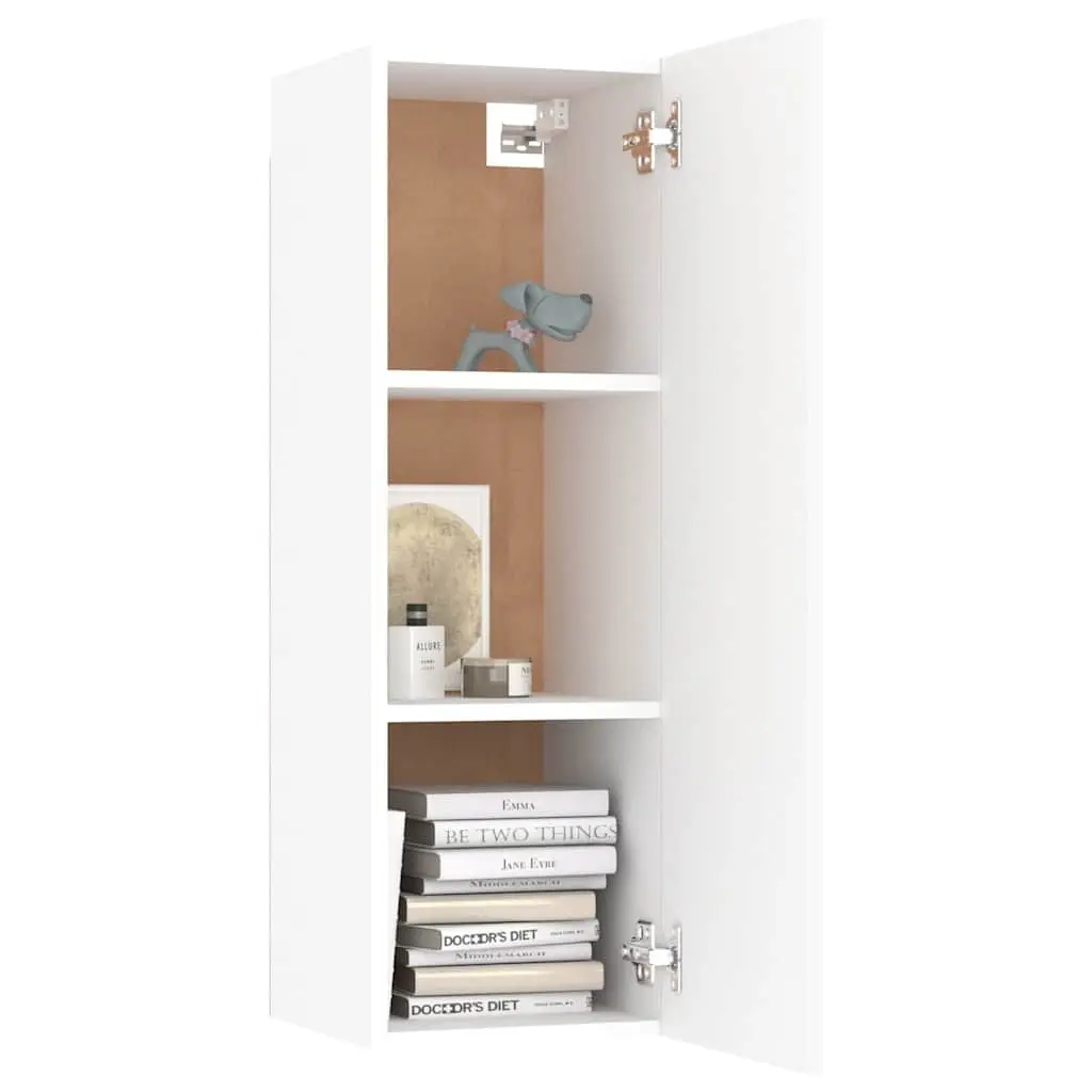 TV Cabinet Set Wall Mounted Storage Unit 4 Piece White Living Room Furniture