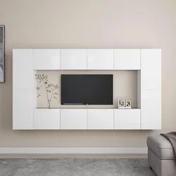 Value-Driven White Wall-Mounted TV Cabinet Set