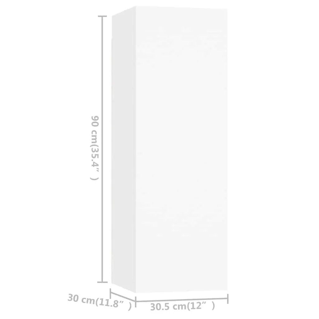 3 Piece Wall Mounted TV Cabinet Set White Engineered Wood Storage Shelves
