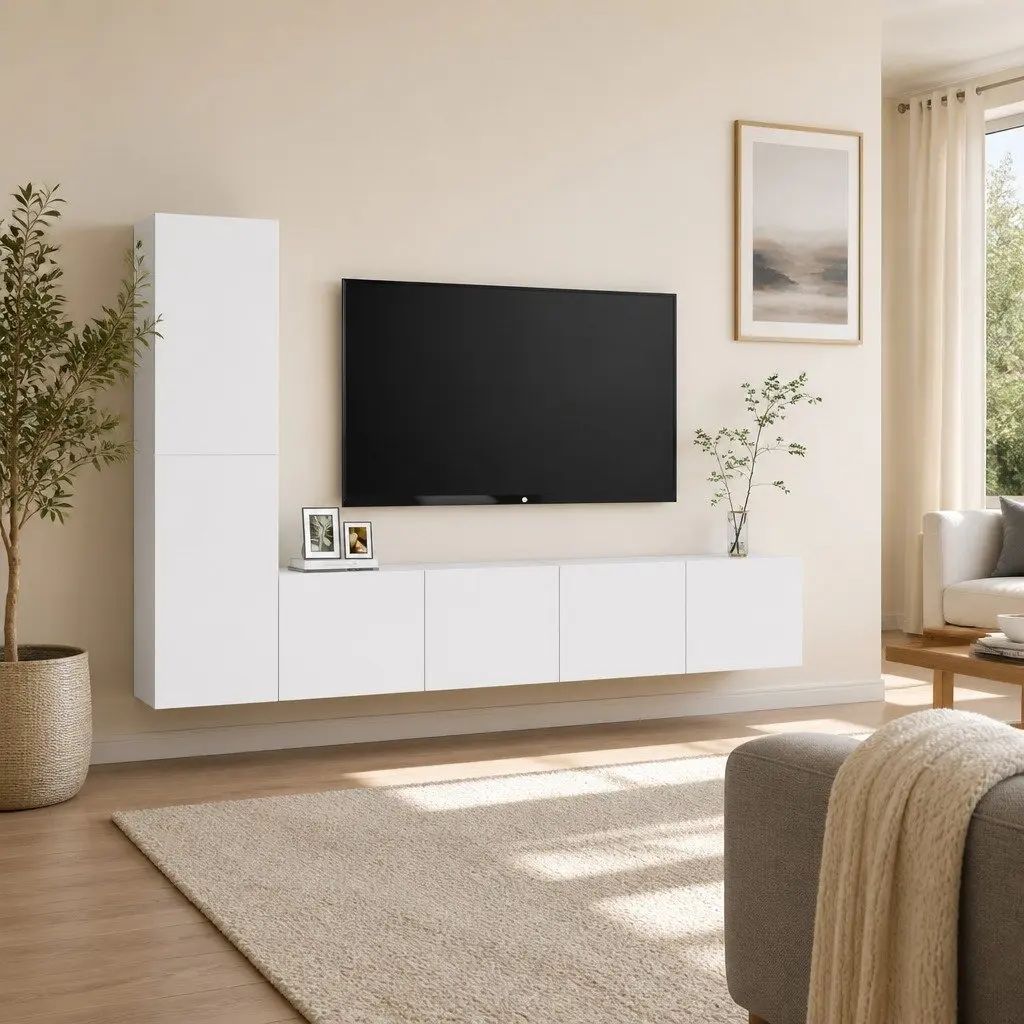 Wall Mounted TV Cabinet Set with Ample Storage