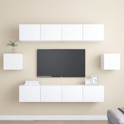 Reliable 6-Piece Wall-Mounted TV Cabinet Set in White
