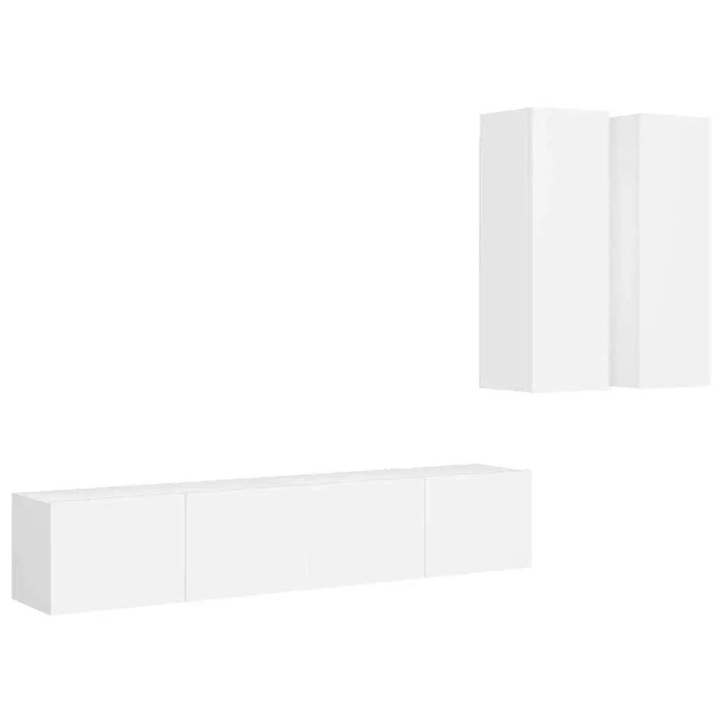 TV Cabinet Set 4 Piece Wall Mounted Storage Unit White