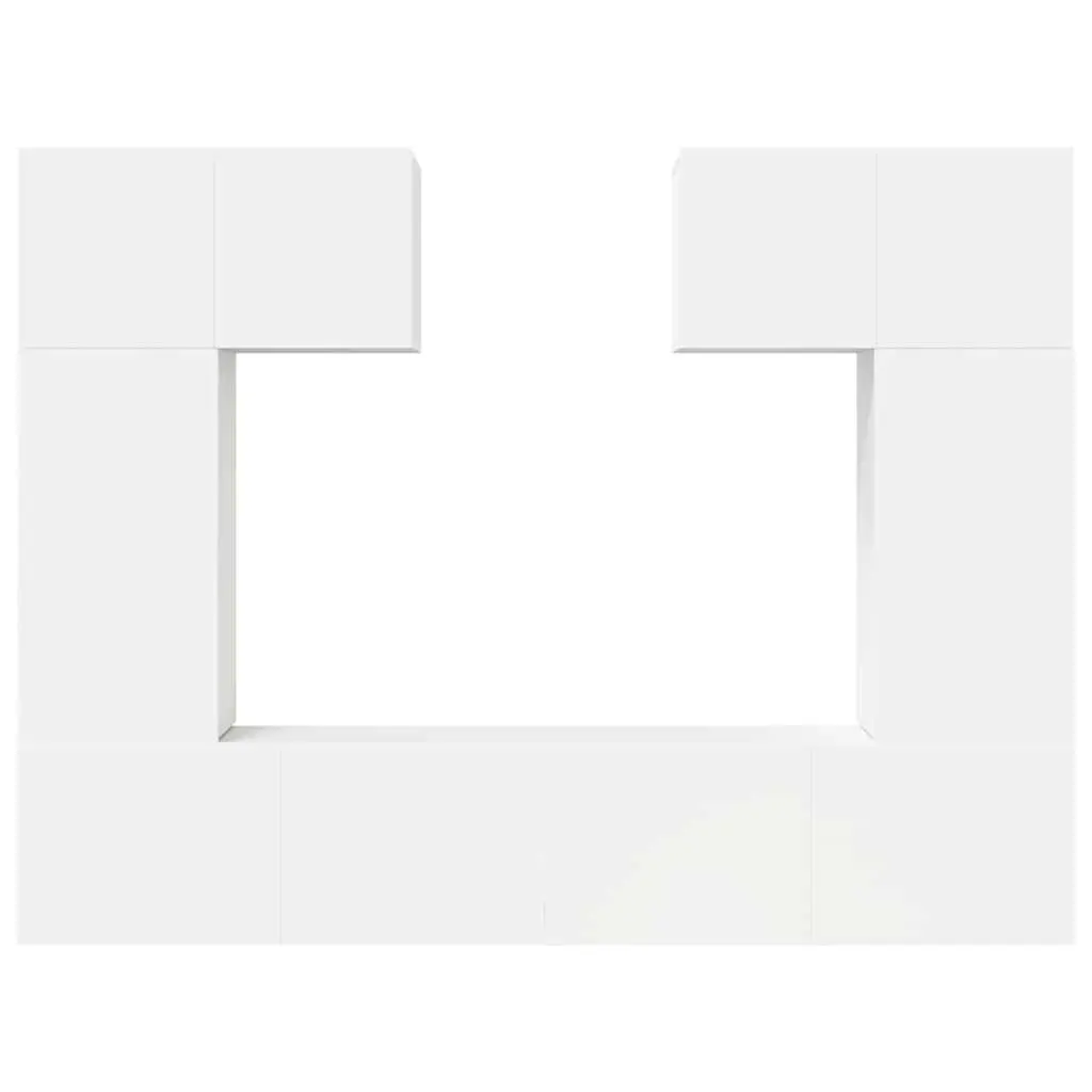 Wall Mounted Storage Unit Set 6 Pieces White Engineered Wood TV Cabinet