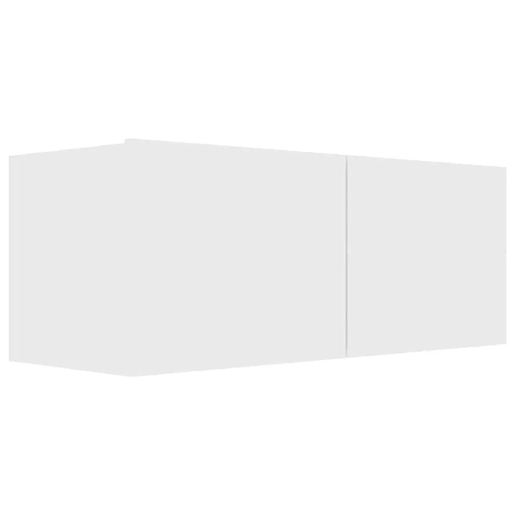Wall-Mounted TV Cabinet 2 Piece Set White Storage Media Unit Living Room