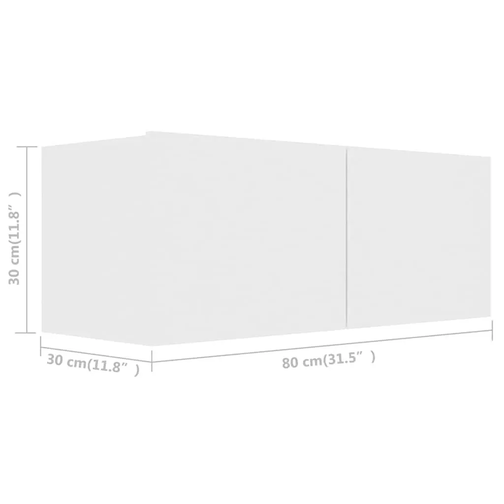 Wall-Mounted TV Cabinet 2 Piece Set White Storage Media Unit Living Room