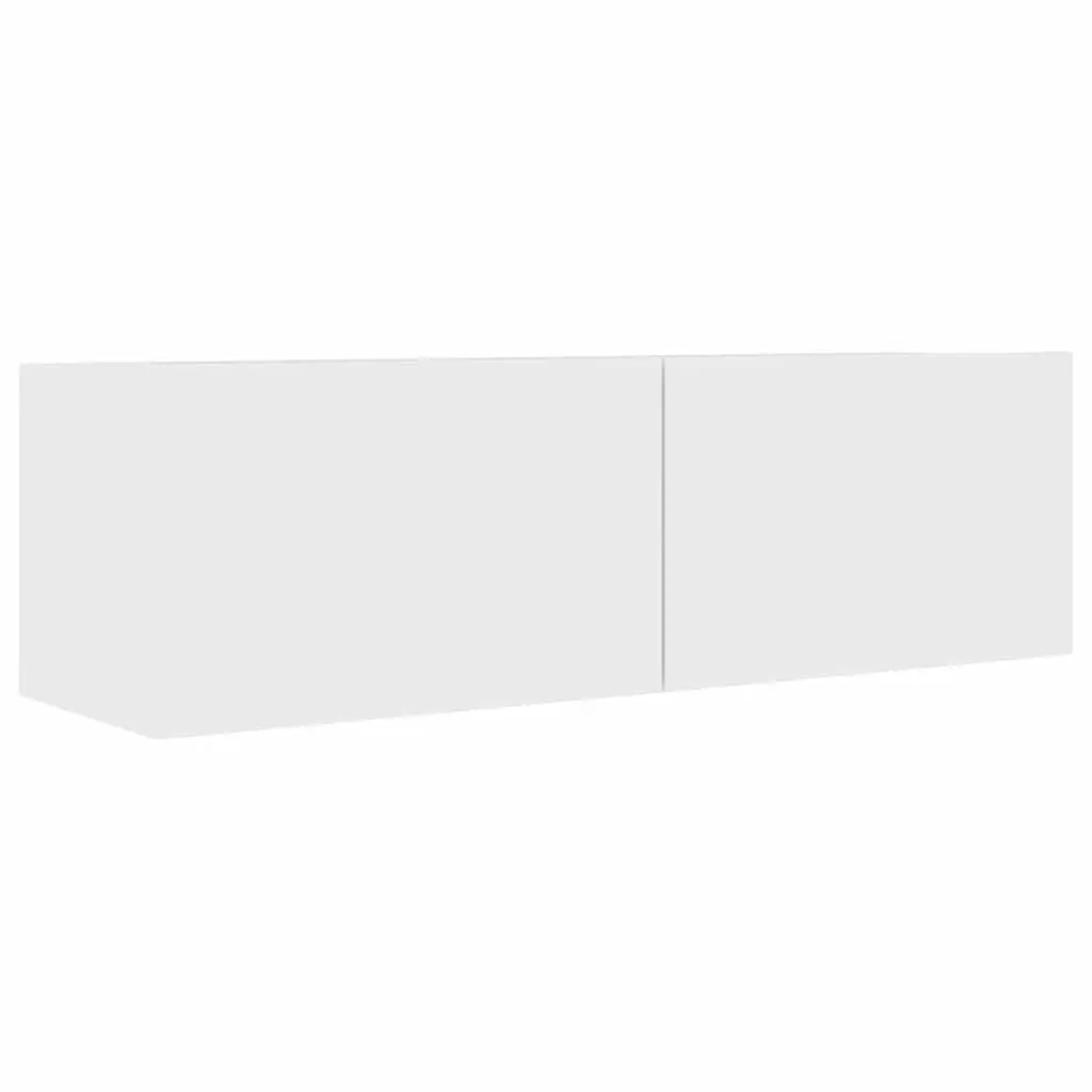 Wall Mounted TV Cabinet Set 3 Pieces White Storage Unit Organiser Display Shelf