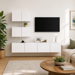 A Reliable and Practical White TV Cabinet Set for Your Home