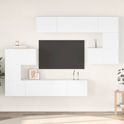 8-Piece White TV Cabinet Set: Practical and Stylish