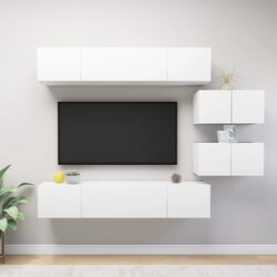 6-Piece White TV Cabinet Set - Practical and Stylish