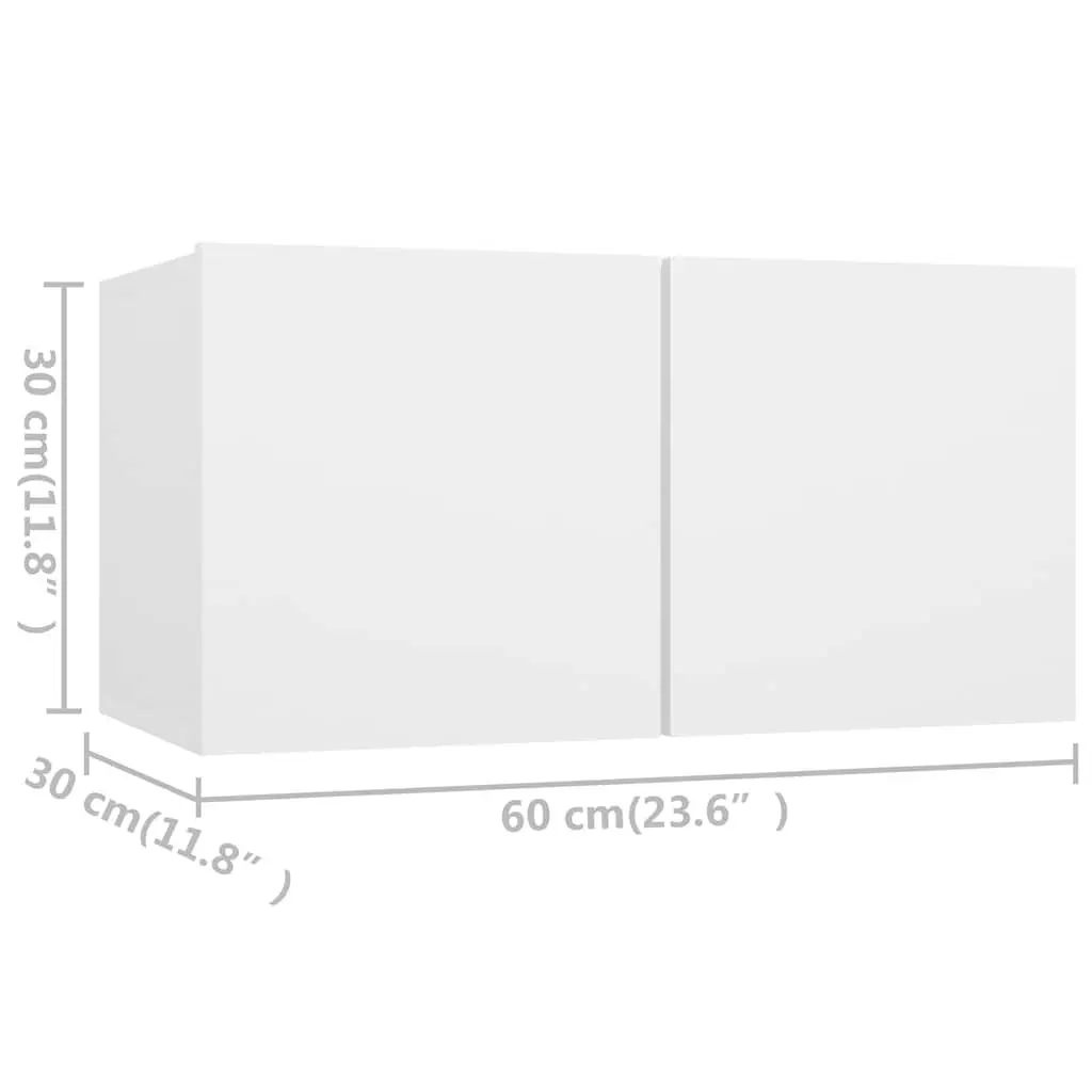 TV Cabinet Set 6 Piece Wall Mounted Storage Unit Living Room Furniture White