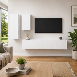 Reliable 4 Piece White TV Cabinet Set for Modern Living