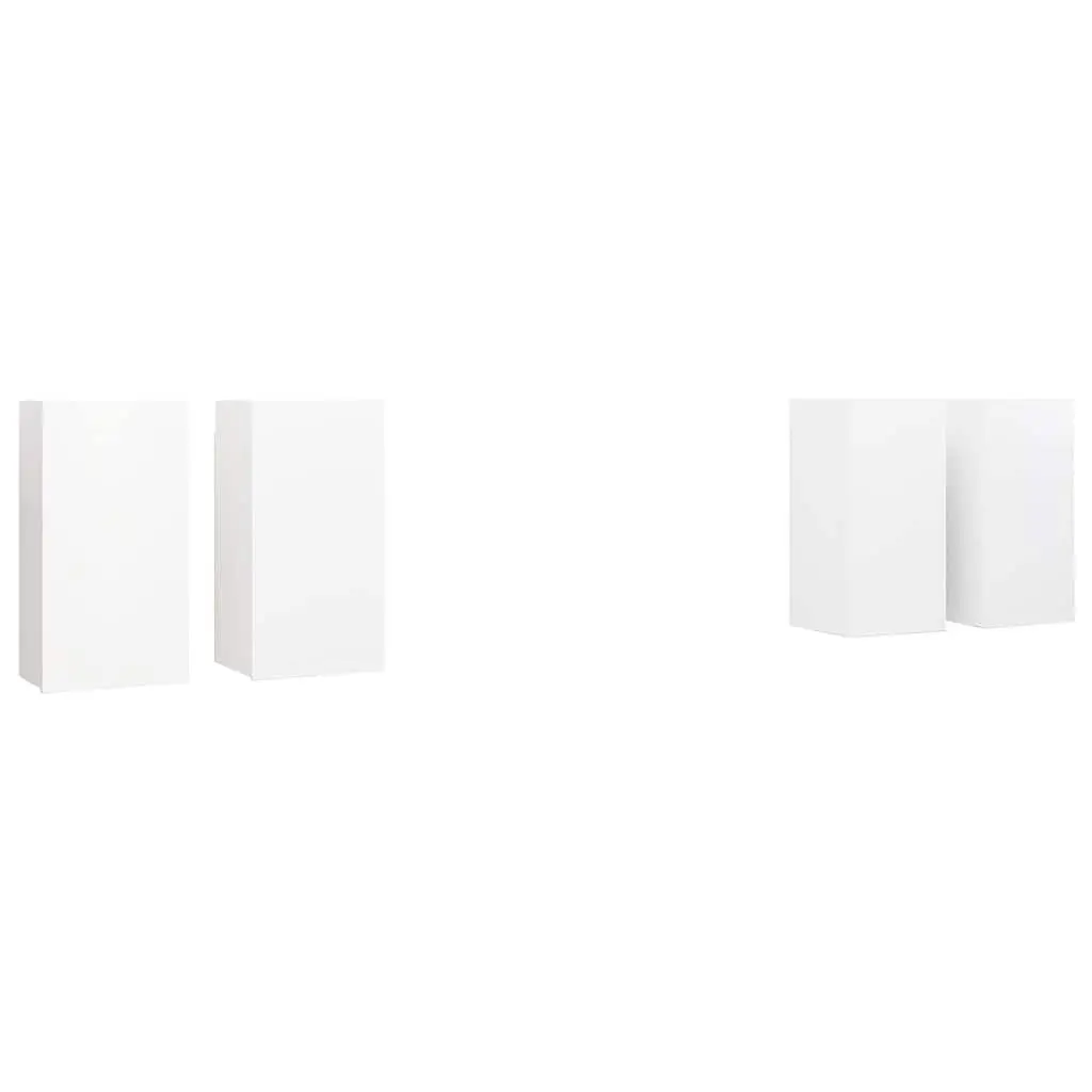 Wall Mounted TV Cabinet Set 4 Pieces White Shelving Storage Living Room Unit