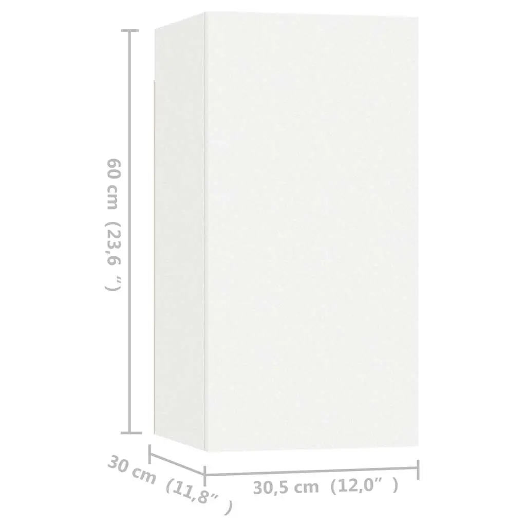 Wall Mounted TV Cabinet Set 4 Pieces White Shelving Storage Living Room Unit