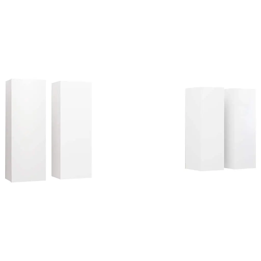Wall-Mounted TV Cabinet Set 4 Piece White Living Room Storage Shelves Unit