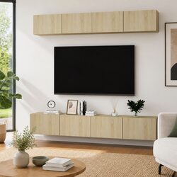 Warm and Practical 4-Piece TV Cabinet Set for Your Home
