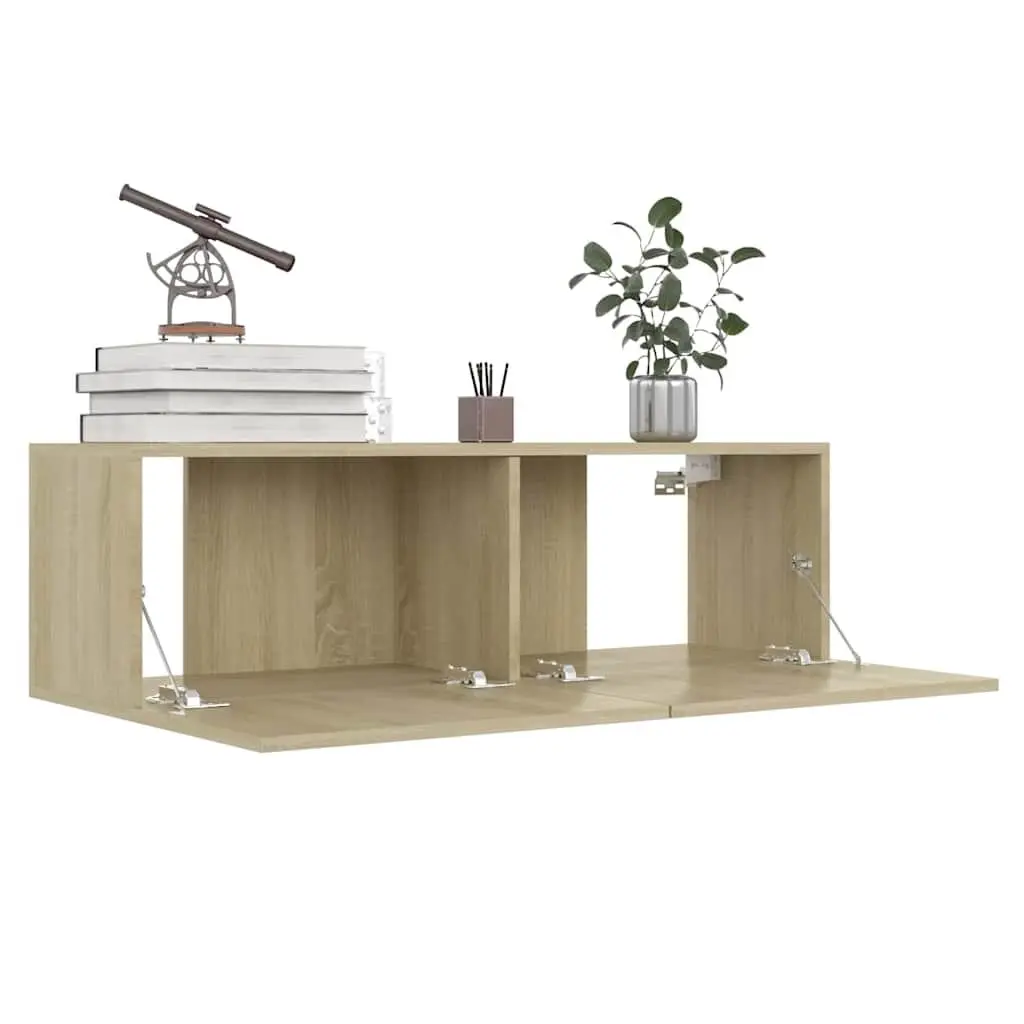 Wall-Mounted TV Cabinet Set 4 pcs Storage Unit Brown Living Room Furniture