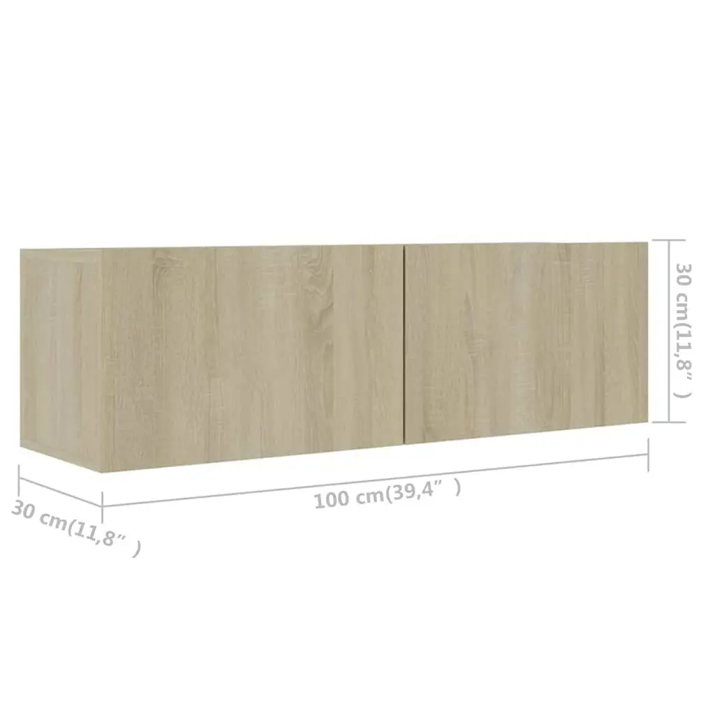Wall-Mounted TV Cabinet Set 4 pcs Storage Unit Brown Living Room Furniture