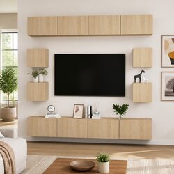 Reliable 8-Piece Brown TV Cabinet Set for Your Home
