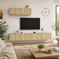 Warm and Reassuring Wall-Mounted TV Cabinets Set