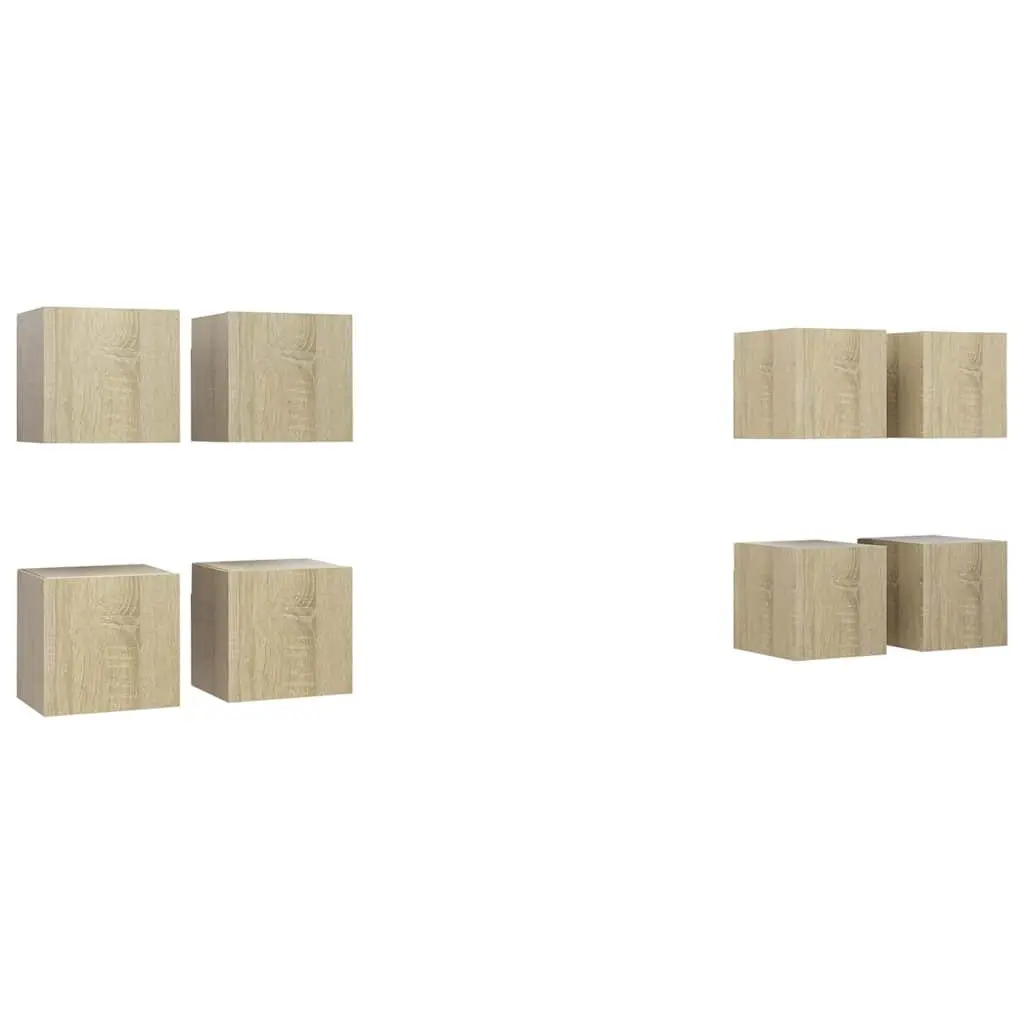 Wall Mounted TV Cabinet Set 8 Pieces Storage Shelving Unit Brown
