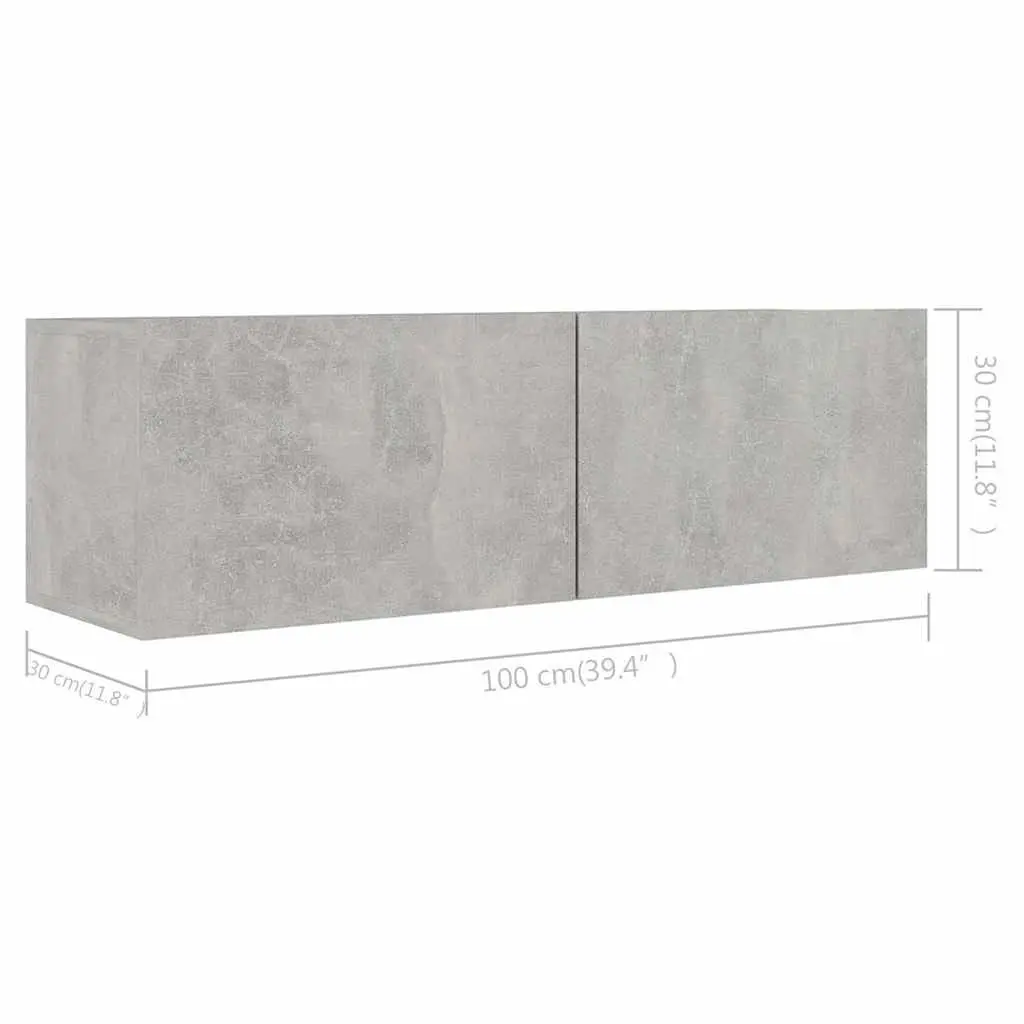 TV Cabinets 3 Piece Grey Wall Mounted Storage Units HiFi Stereo Organiser