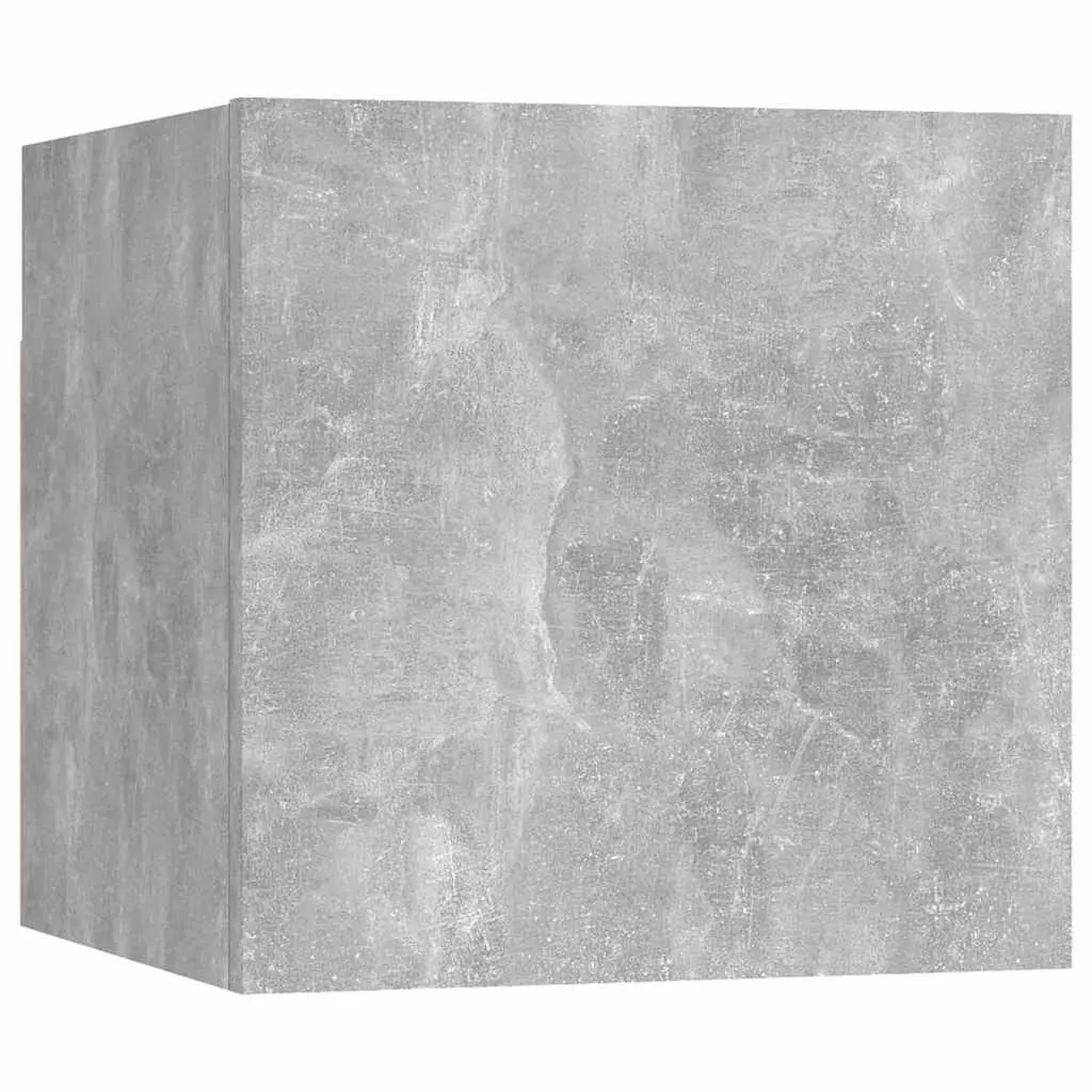 Wall Mounted TV Cabinet Unit Storage Compartment 8 Piece Set Concrete Grey