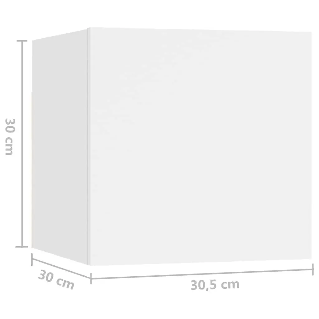 White Bedside Cabinet 30.5x30x30 cm Wall-Mounted Nightstand Storage Compartment