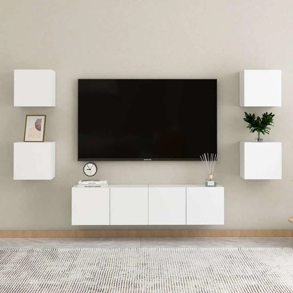 White Bedside Cabinet 30.5x30x30 cm Wall-Mounted Nightstand Storage Compartment