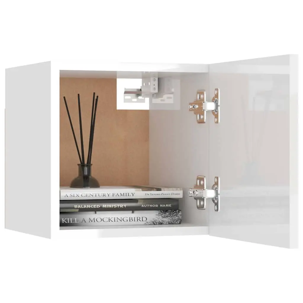 White Wall-Mounted Bedside Cabinet with Storage