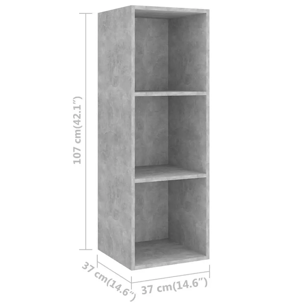 4 Piece Grey Engineered Wood Wall Mounted Storage Cabinet Set for TV and Organising Media