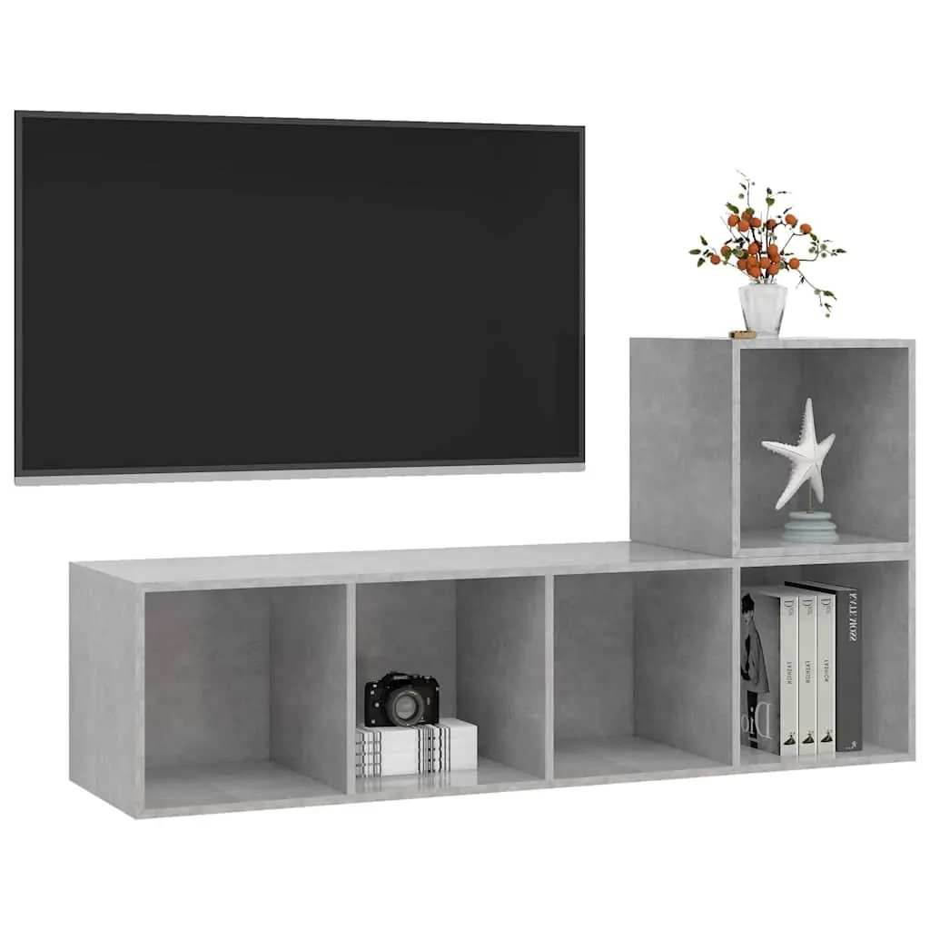 Storage with This 2 Piece Grey TV Cabinet Set