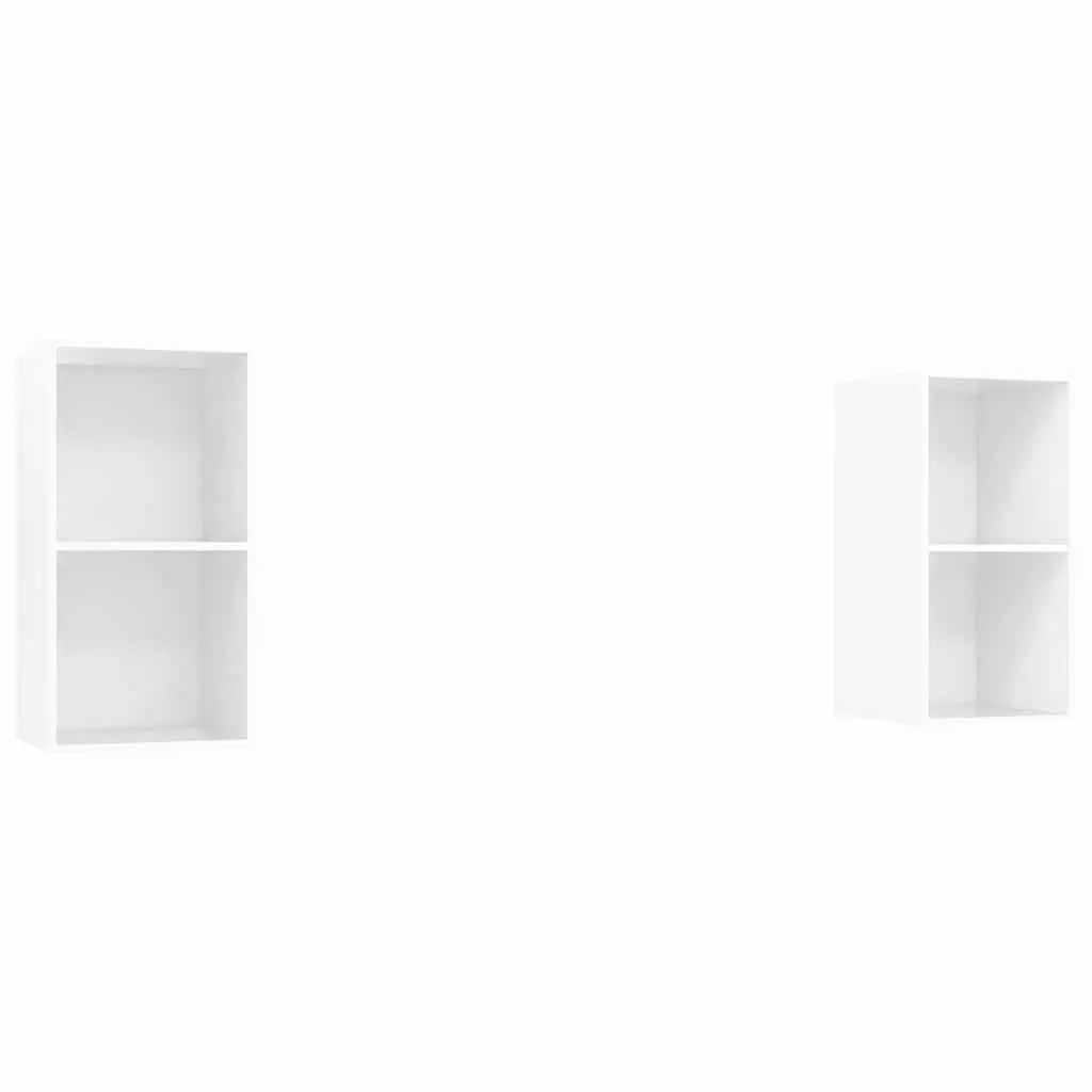 Wall-mounted TV Cabinets Storage Units 2 Piece High Gloss White