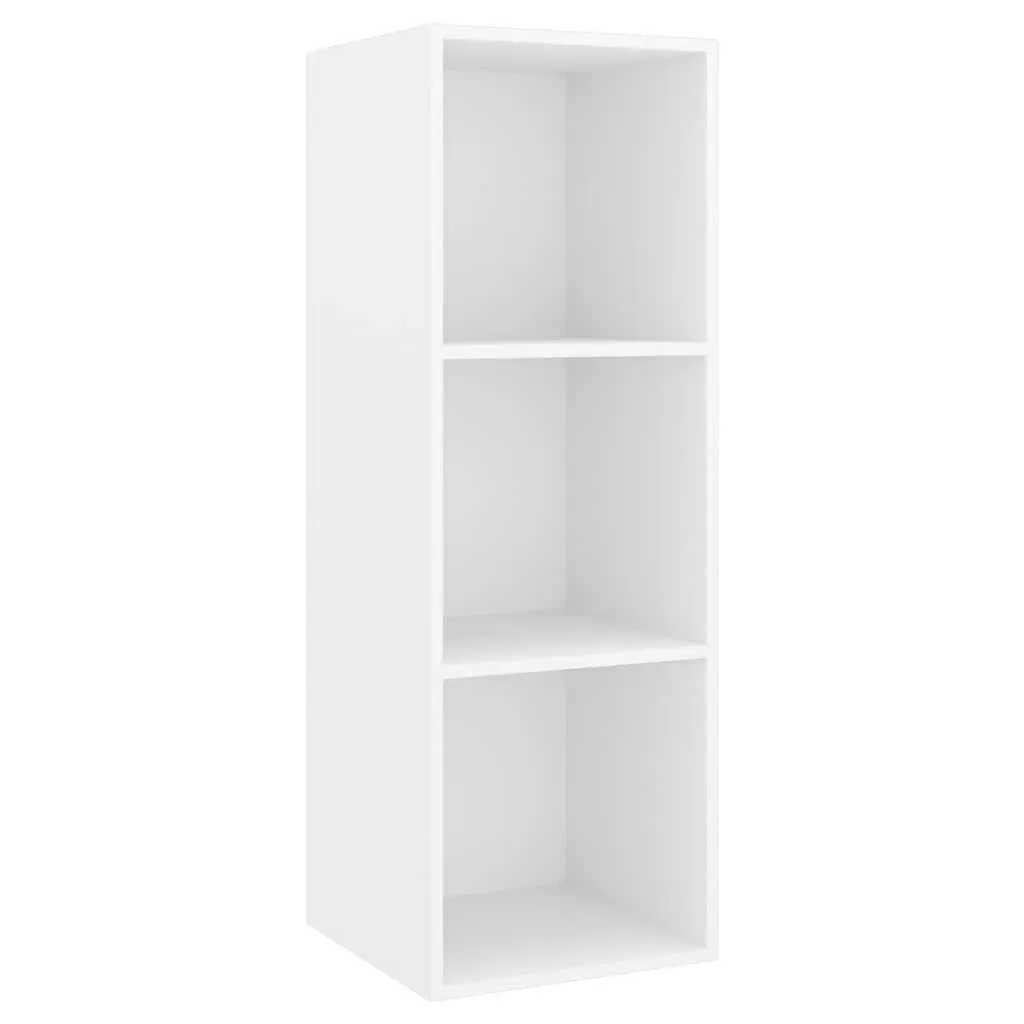 Wall-mounted TV Cabinet Set 2 pcs Storage Organiser Shelving Unit White