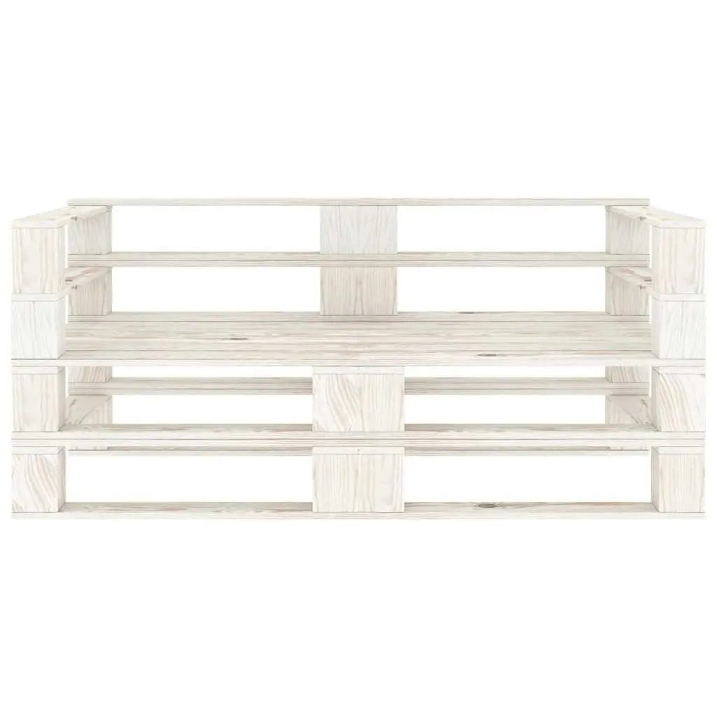 White Solid Pinewood Outdoor Sofa for 2