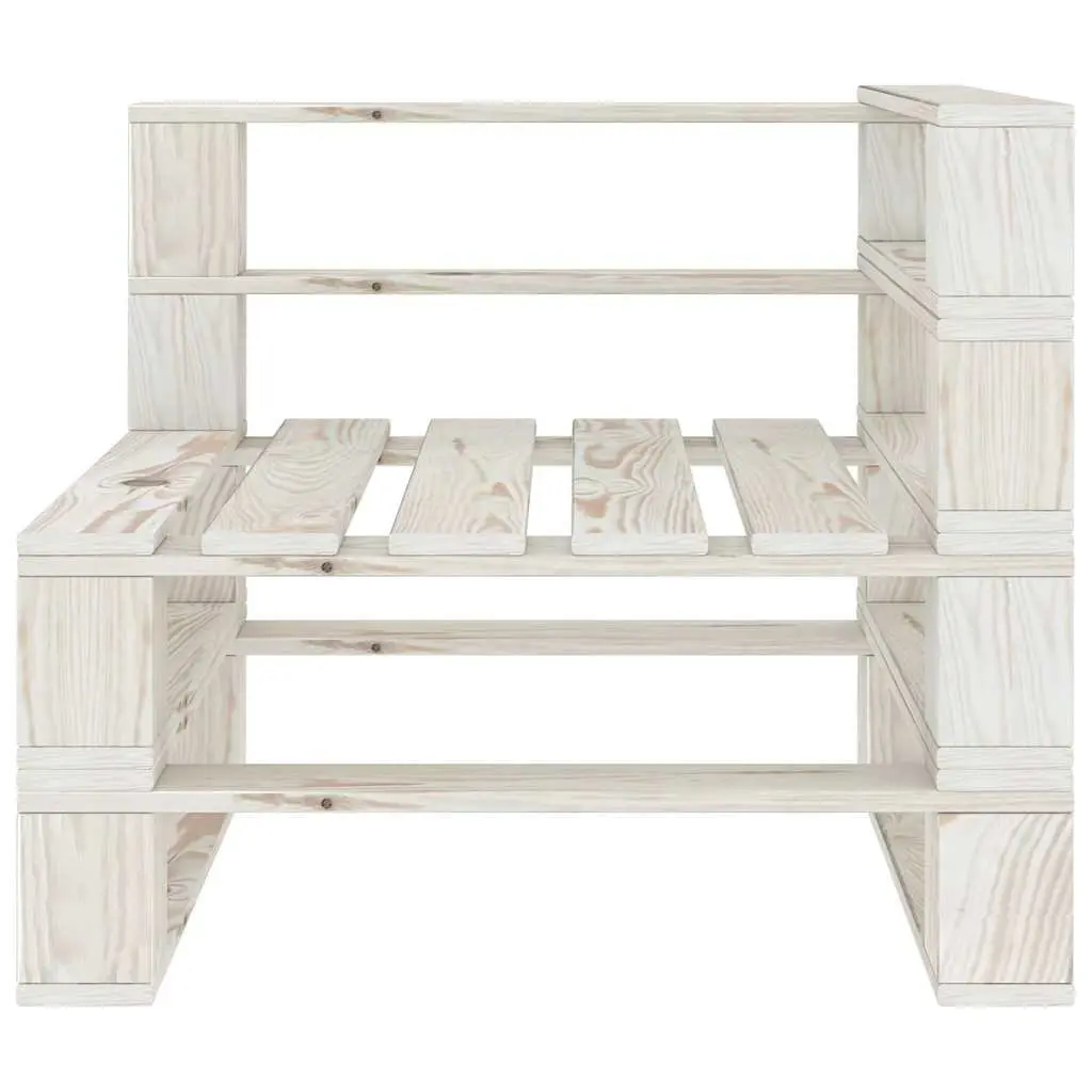 White Solid Pinewood Outdoor Sofa for 2
