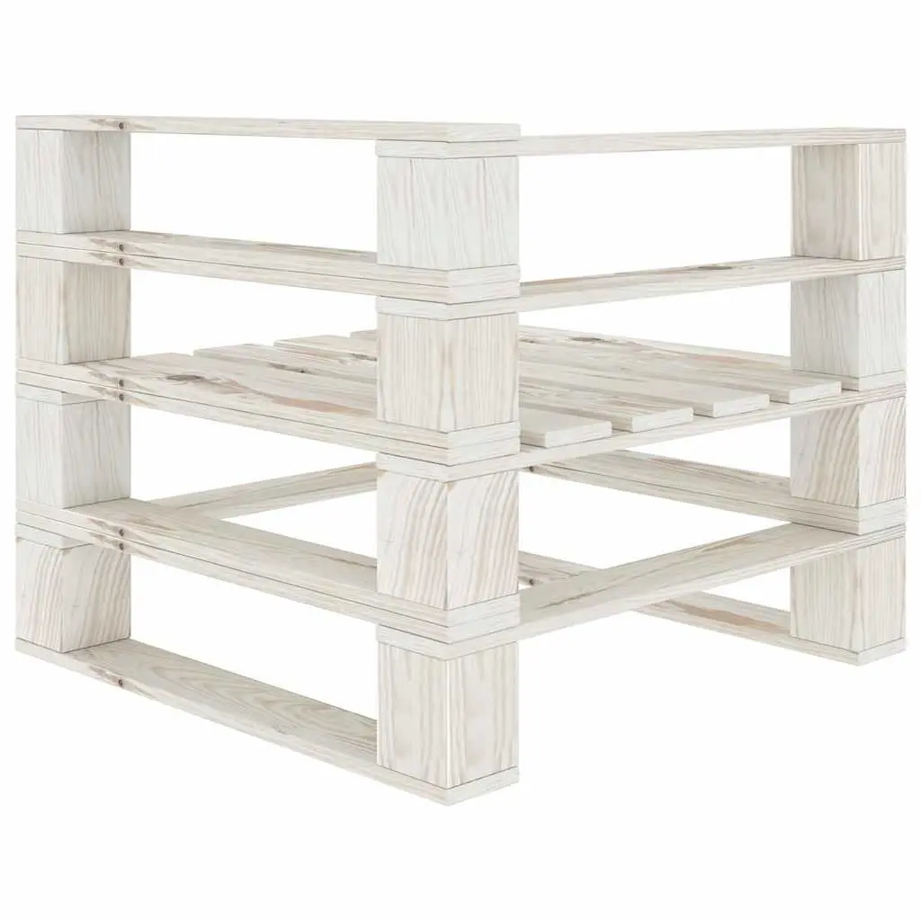 White Solid Pinewood Outdoor Sofa for 2